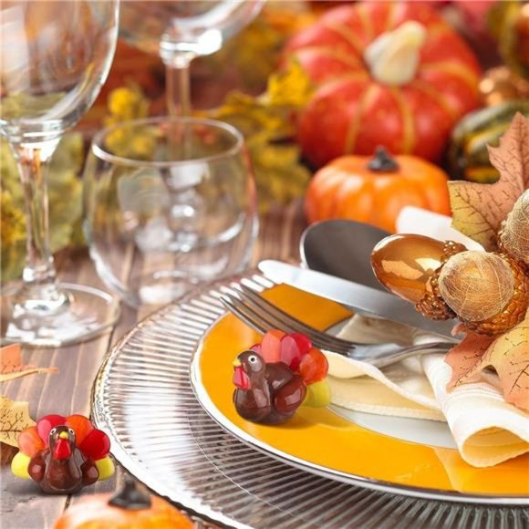 6 Pcs Mini Thanksgiving Turkey Plates Decor Hand Painted Mini Turkey Decor - Picture 6 of 6